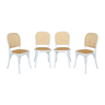 Cadeiras vintage de madeira e rattan, set de 4, Montparnasse, Branco, 44.5x48x89.5 cm