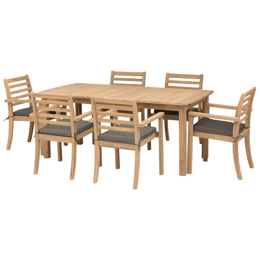 Conjunto de mobiliário de jardim extensível 180240cm PADAR em madeira de acácia 8 lugares - almofadas cinzentas