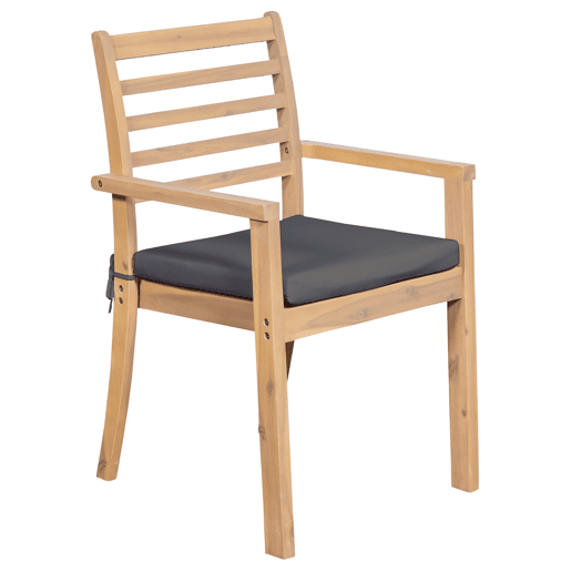 Conjunto de mobiliário de jardim extensível 180240cm PADAR em madeira de acácia 8 lugares - almofadas cinzentas