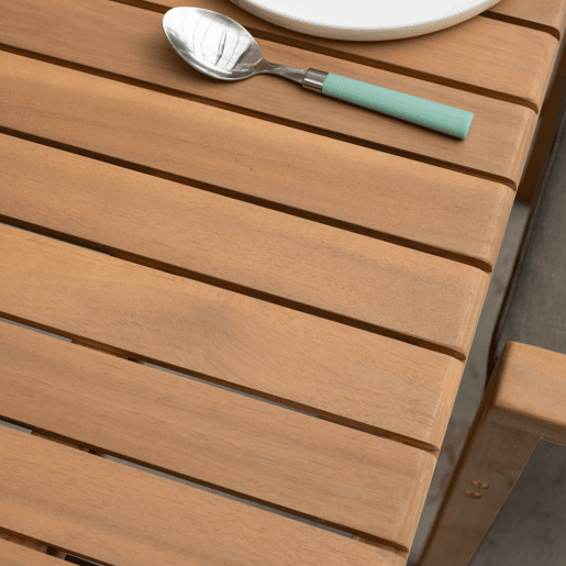 Conjunto de mobiliário de jardim extensível 180240cm PADAR em madeira de acácia 8 lugares - almofadas cinzentas