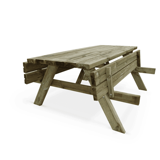 Mesa de piquenique madeira de pinho + 2 bancos, Panchina, Madeira, 177x155x70 cm