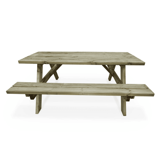 Mesa de piquenique madeira de pinho + 2 bancos, Panchina, Madeira, 177x155x70 cm