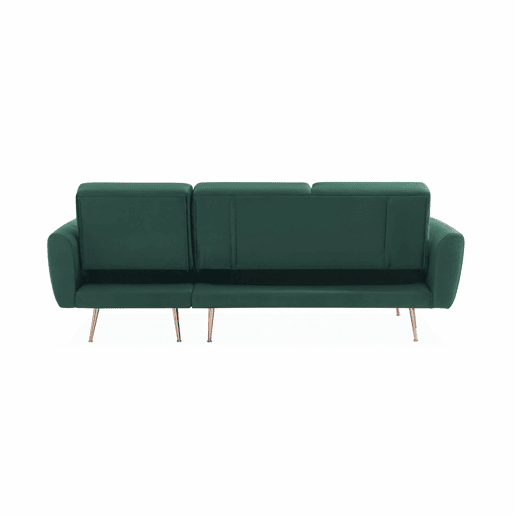 Sofá de canto conversível reversível 3 lugares veludo, Oskar, Verde, 225x160x85 cm