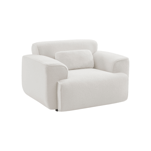 Poltrona de uma lugar em tecido boucle, Wallas boucle, Boucle branco, 116x97x73 cm