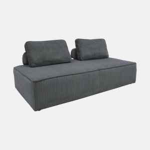 Sofá modular em tecido veludo canelado de 2 lugares, Lao, Cinza escuro, 180x90x78 cm