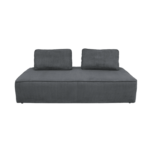 Sofá modular em tecido veludo canelado de 2 lugares, Lao, Cinza escuro, 180x90x78 cm