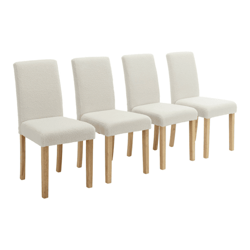 Cadeira encaracolada com pernas de madeira, set de 4, Rita, Branco, 43x56.5x92.5 cm