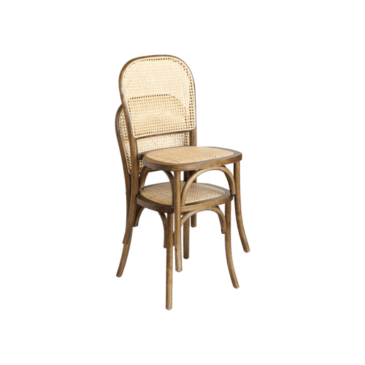 Cadeiras vintage de madeira e rattan, set de 4, Montparnasse, Castanho, 44.5x48x89.5 cm