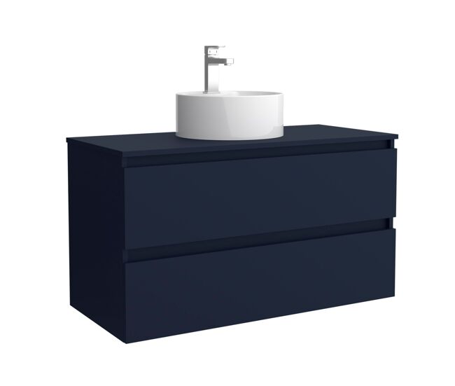 Mueble de baño bequia 100cm + encimera + lavabo posar | azul mate|100x45x54