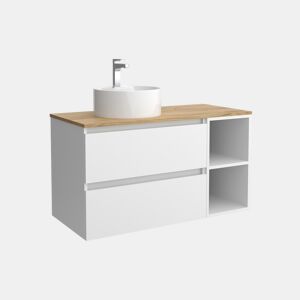 Móveis de Banheiro Bequia 90cm + coquete 2 espaços laterais reversíveis + Bancada + poser de pia|Cor Branco Mate |90x45x54