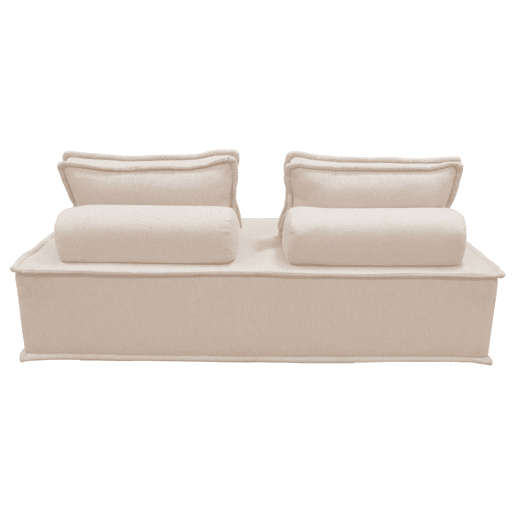 Sofá modular em tecido estofado de 2 lugares, Dao, Creme, 180x90x78 cm