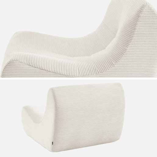 Módulo de sofá modular em tecido veludo cotelê, 1 lugar, Sokol veludo cotelê, Creme, 91x105x72 cm