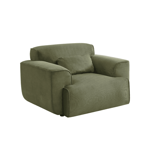 Cadeirão de bombazina em veludo canelado fino, 1 lugar, Wallas veludo cotelê, Verde, 116x97x73 cm