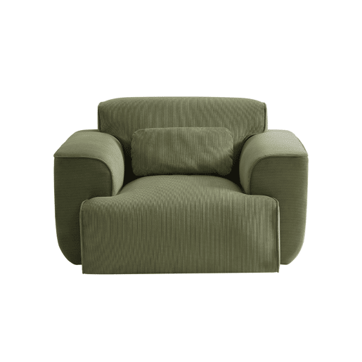 Cadeirão de bombazina em veludo canelado fino, 1 lugar, Wallas veludo cotelê, Verde, 116x97x73 cm
