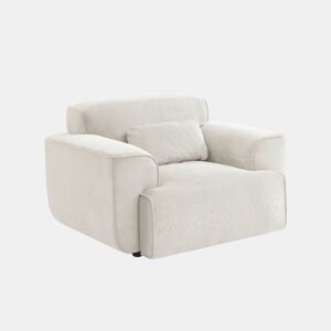 Cadeirão de bombazina em veludo canelado fino, 1 lugar, Wallas veludo cotelê, Creme, 116x97x73 cm