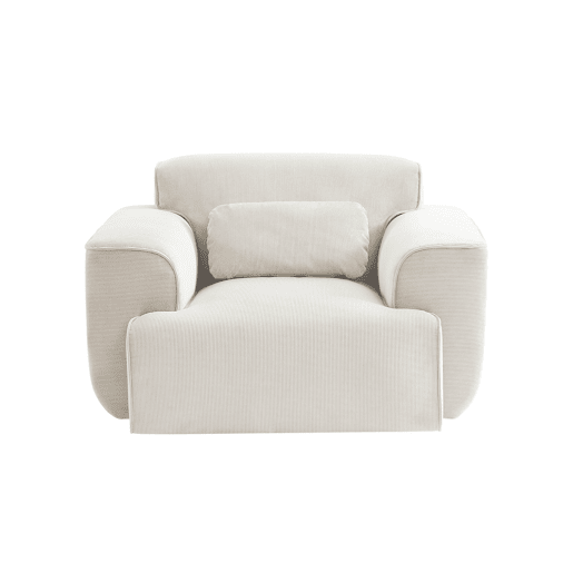 Cadeirão de bombazina em veludo canelado fino, 1 lugar, Wallas veludo cotelê, Creme, 116x97x73 cm