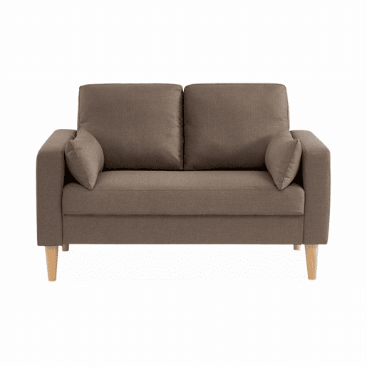 Sofá 2 lugares madeira de choupo tecido, Bjorn, Castanho, 130x79x69 cm