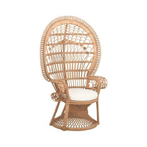 Cadeira vintage de vime, Mahe, Natural, 110x60x150 cm