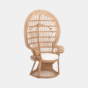 Cadeira vintage de vime, Mahe, Natural, 110x60x150 cm