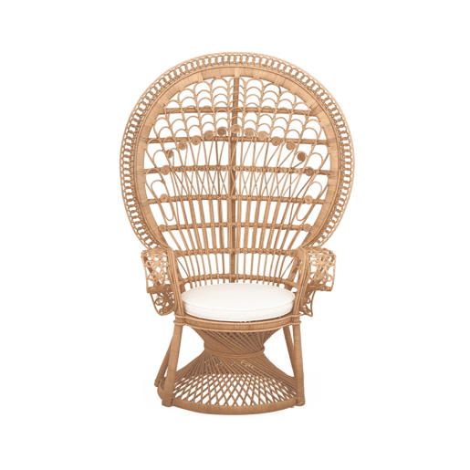 Cadeira vintage de vime, Mahe, Natural, 110x60x150 cm