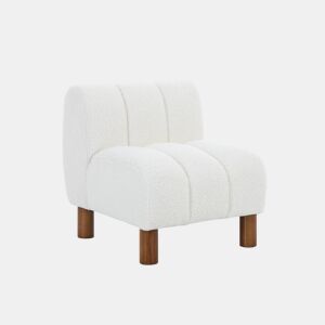 Cadeira infantil pés arredondados madeira de seringueira e boucle, Angel Kids, Branco, 46x55x52.5 cm