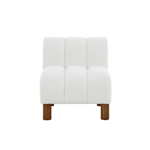 Cadeira infantil pés arredondados madeira de seringueira e boucle, Angel Kids, Branco, 46x55x52.5 cm