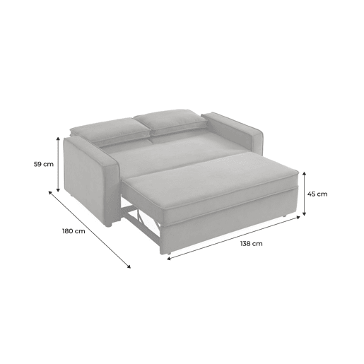 Sofá-cama conversível em veludo caneladode 3 lugares, Chill veludo canelado, Creme, 172.5x91.5x88.5 cm