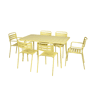 Mesa de jardim dobrável de metal 2 poltronas 4 cadeiras, Amelia, Amarelo, 141.2x80x72.5 cm
