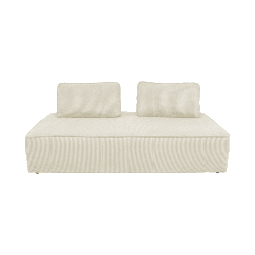 Sofá modular em tecido veludo canelado de 4 lugares, Lao, Creme, 180x90x78 cm