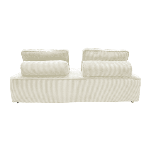 Sofá modular em tecido veludo canelado de 4 lugares, Lao, Creme, 180x90x78 cm