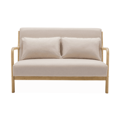 Banco de design em madeira e tecido, Lorens, Beige, 124x83x77 cm