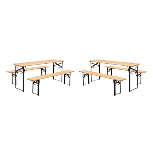 Mesa de recepção dobrável em madeira de pinho 2 bancos (conjunto de 2), Bayonne, Natural, 177x49.5x75.5 cm