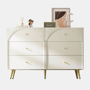 Cômoda de madeira e metal com 6 gavetas,branco