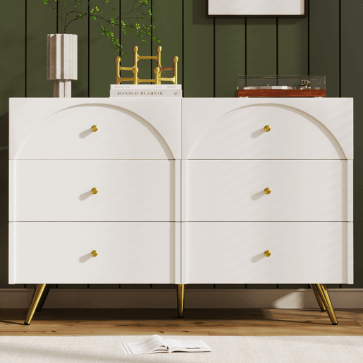 Cômoda de madeira e metal com 6 gavetas,branco Cômoda de madeira e metal com 6 gavetas,branco