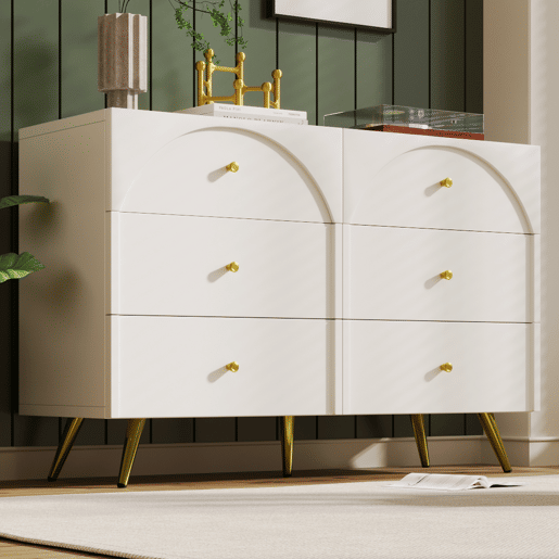 Cômoda de madeira e metal com 6 gavetas,branco Cômoda de madeira e metal com 6 gavetas,branco