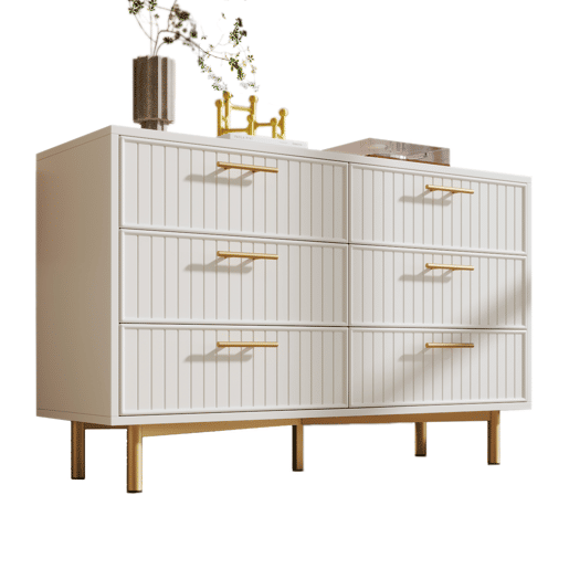 Cômoda de painel de partículas com 6 gavetas,branco Cômoda de painel de partículas com 6 gavetas,branco