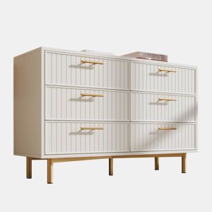 Cômoda de painel de partículas com 6 gavetas,branco