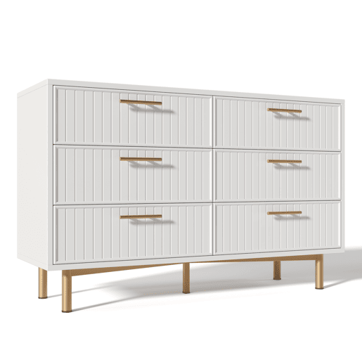 Cômoda de painel de partículas com 6 gavetas,branco Cômoda de painel de partículas com 6 gavetas,branco