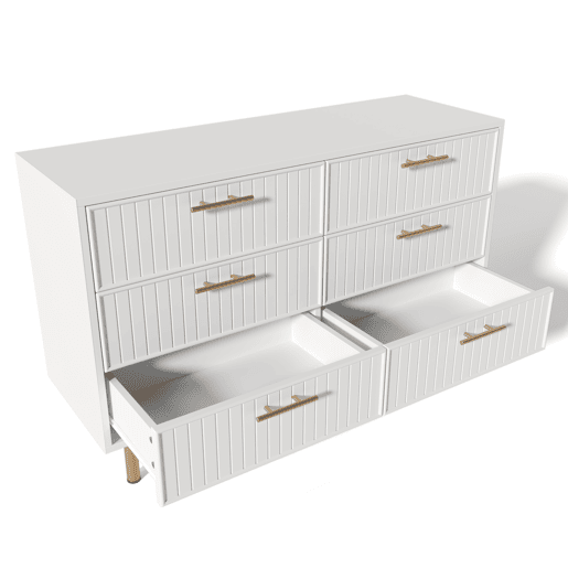 Cômoda de painel de partículas com 6 gavetas,branco Cômoda de painel de partículas com 6 gavetas,branco