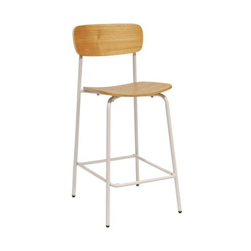 Banco alto de cozinha compensado e folheado de madeira, set de 2 , Toby, Beige, 42.5x50x94 cm