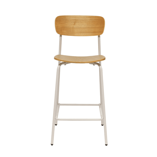 Banco alto de cozinha compensado e folheado de madeira, set de 2 , Toby, Beige, 42.5x50x94 cm
