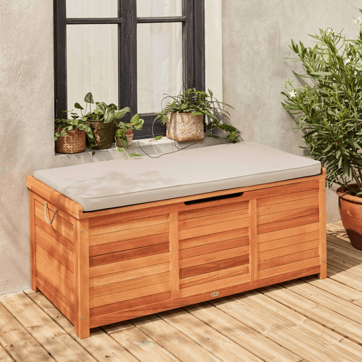 Caixa de jardim em madeira com macacos, 200L, Caja, Madeira, 125x60x96 cm