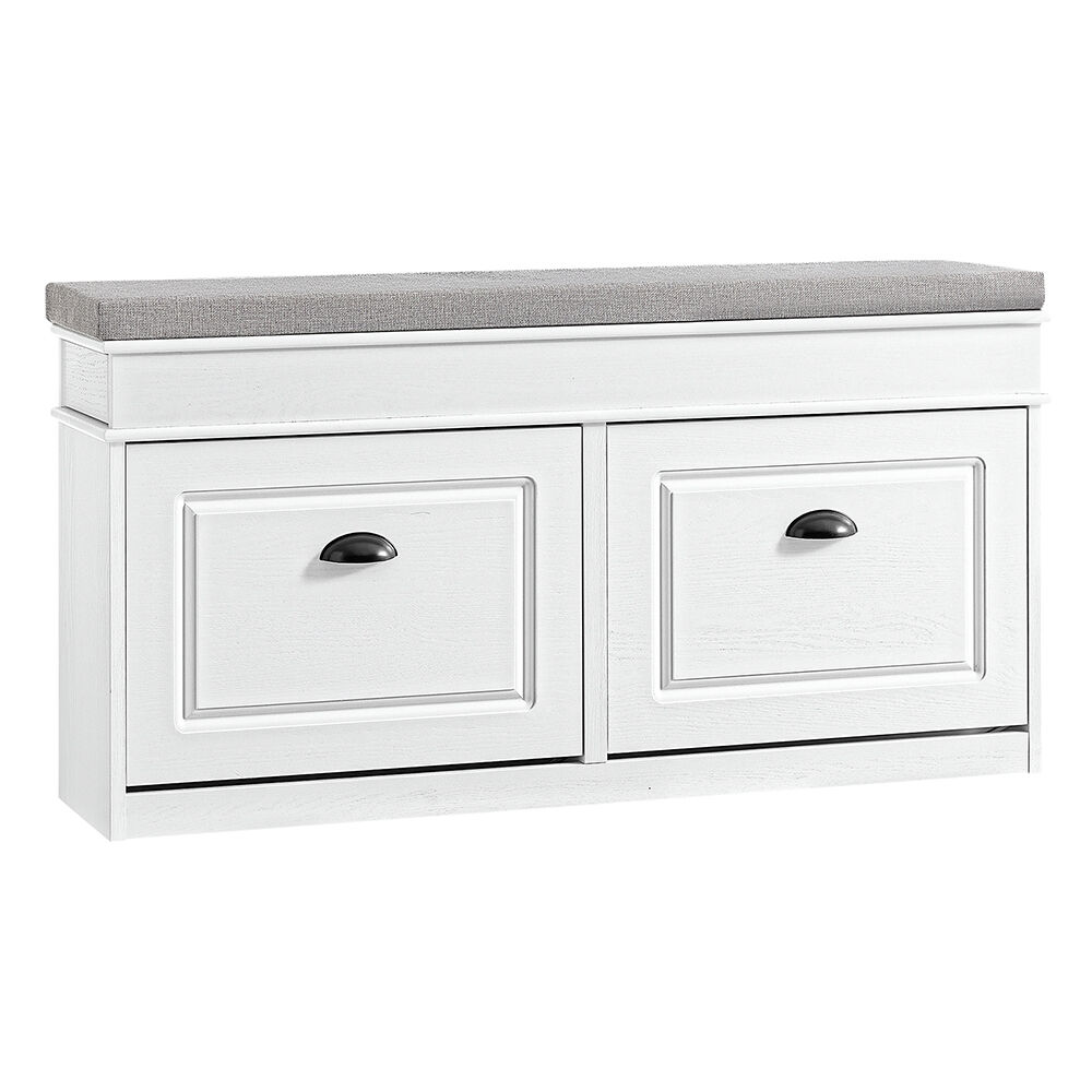 Sobuy banco zapatero con 2 puertas y cojín 104x24x51cm blanco fsr64-wg