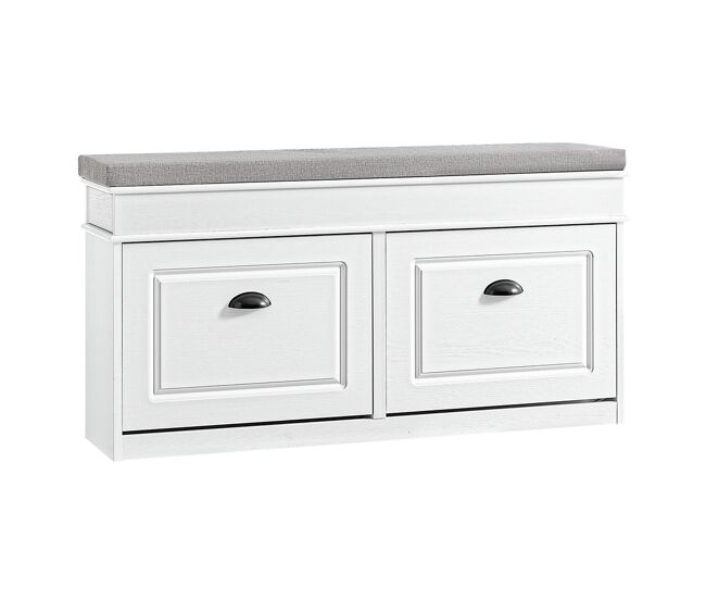 Sobuy banco zapatero con 2 puertas y cojín 104x24x51cm blanco fsr64-wg