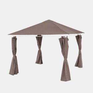 Dossel e cortinas para o caramanchão, Elusa 3x3m, Cobertura de telhado + Cortinas para pérgola Elusa, Taupe, 299x299x183 cm