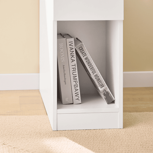 SoBuy Mesa de Cabeceira Branco e Madeira 25x65x60 cm com 3 Compartimentos e Abertura Inclinada FBT162-WN