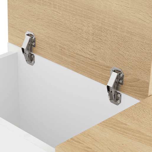 SoBuy Mesa de Cabeceira Branco e Madeira 25x65x60 cm com 3 Compartimentos e Abertura Inclinada FBT162-WN
