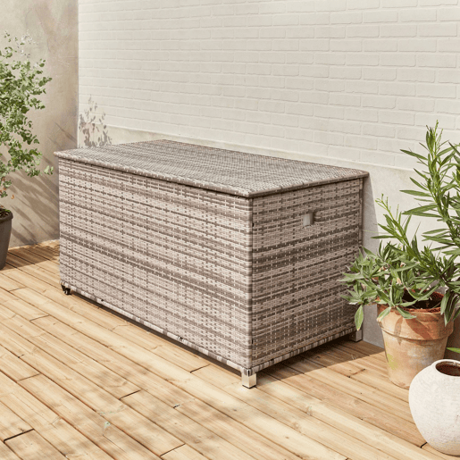 Baú de jardim com armazenamento de resina trançada, 790L, 170x82cm, Cassapanca, Tons de cinza, 162x82x153 cm