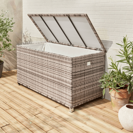 Baú de jardim com armazenamento de resina trançada, 790L, 170x82cm, Cassapanca, Tons de cinza, 162x82x153 cm