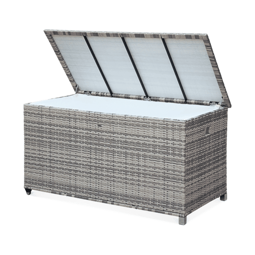 Baú de jardim com armazenamento de resina trançada, 790L, 170x82cm, Cassapanca, Tons de cinza, 162x82x153 cm